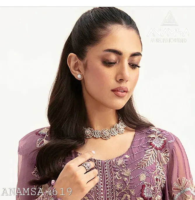 Anamsa 619 Faux Georgette Embroidery Pakistani Suit Wholesale Online